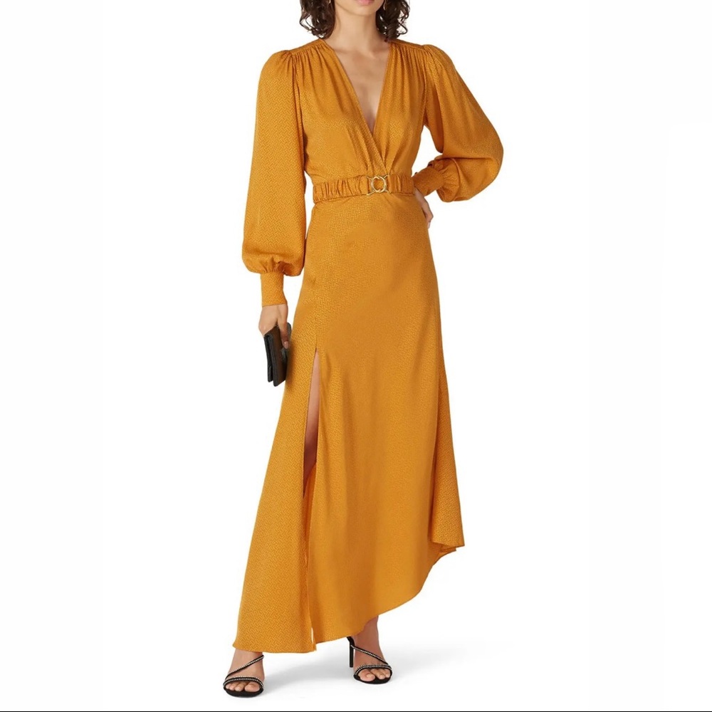 ronny kobo yellow estelle dress silk maxi size L C1